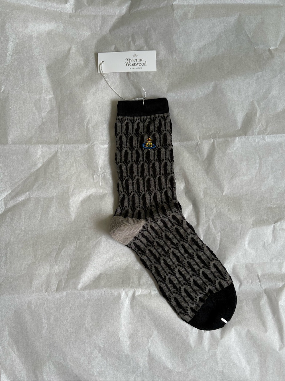 Vivienne Westwood Grey Patterned Crew Socks